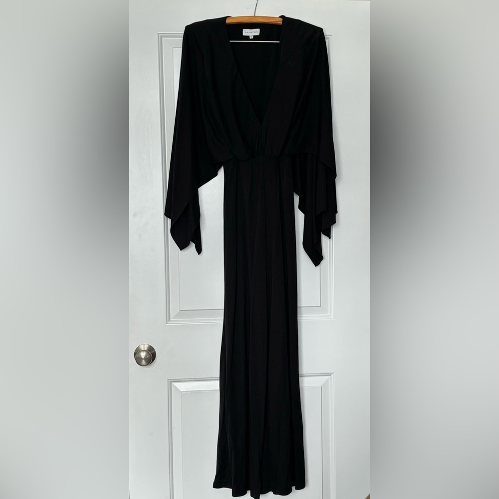 Halston wide leg black jump suit.